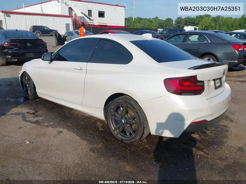 2017 BMW M240I xDrive VIN: WBA2G3C30H7A25351 Lot: 45628835