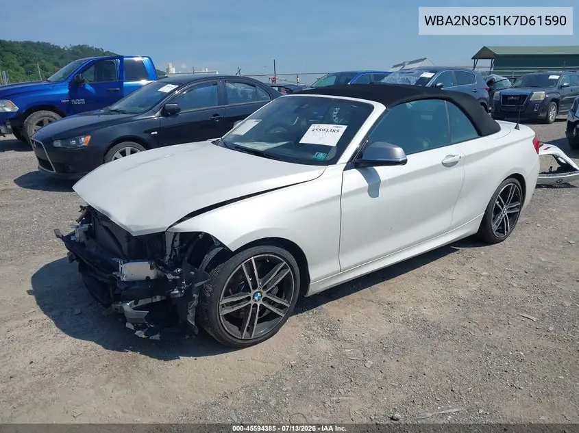 2019 BMW M240I xDrive VIN: WBA2N3C51K7D61590 Lot: 45594385