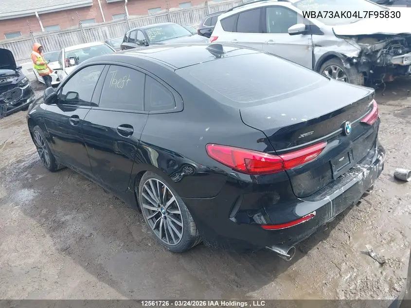 2020 BMW 228I Gran Coupe xDrive VIN: WBA73AK04L7F95830 Lot: 12561726