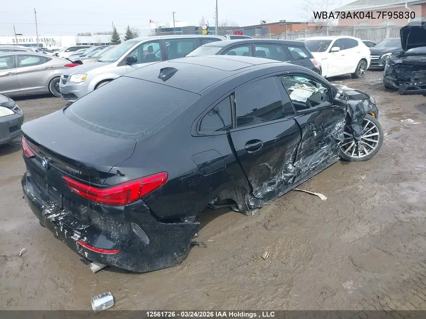 2020 BMW 228I Gran Coupe xDrive VIN: WBA73AK04L7F95830 Lot: 12561726
