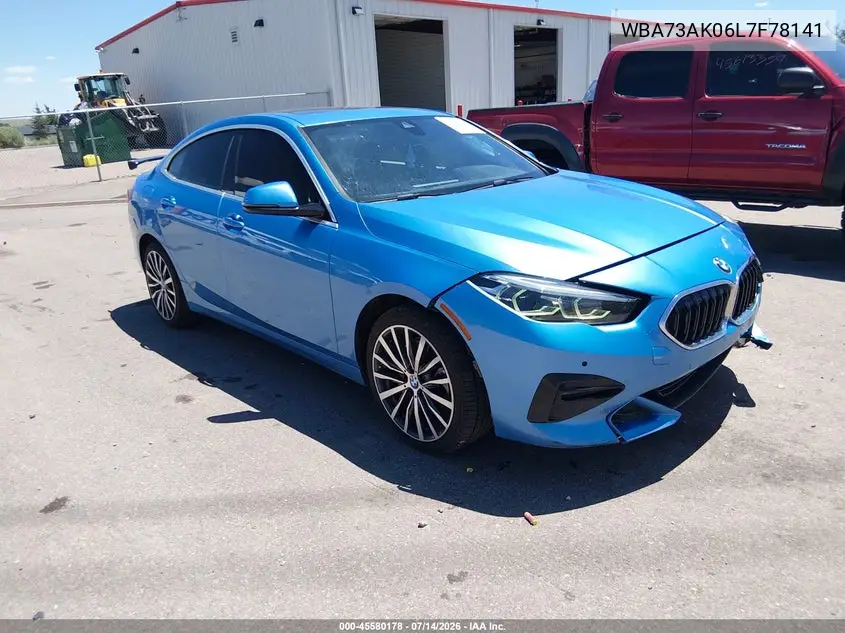 2020 BMW 228I Gran Coupe xDrive VIN: WBA73AK06L7F78141 Lot: 45580178