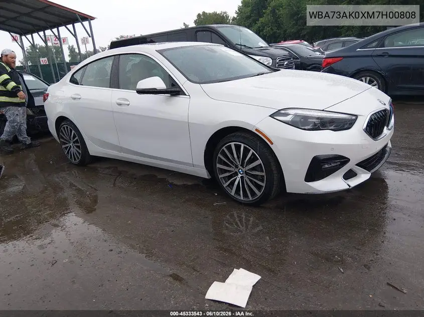 2021 BMW 228I Gran Coupe xDrive VIN: WBA73AK0XM7H00808 Lot: 45333543
