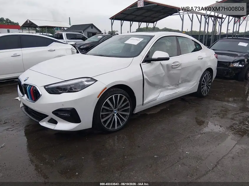 2021 BMW 228I Gran Coupe xDrive VIN: WBA73AK0XM7H00808 Lot: 45333543
