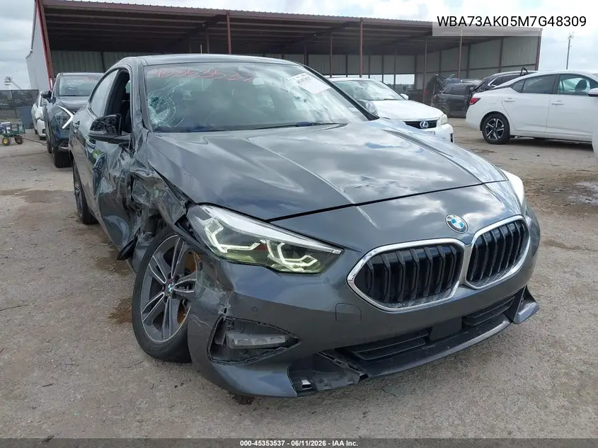 2021 BMW 228I Gran Coupe xDrive VIN: WBA73AK05M7G48309 Lot: 45353537