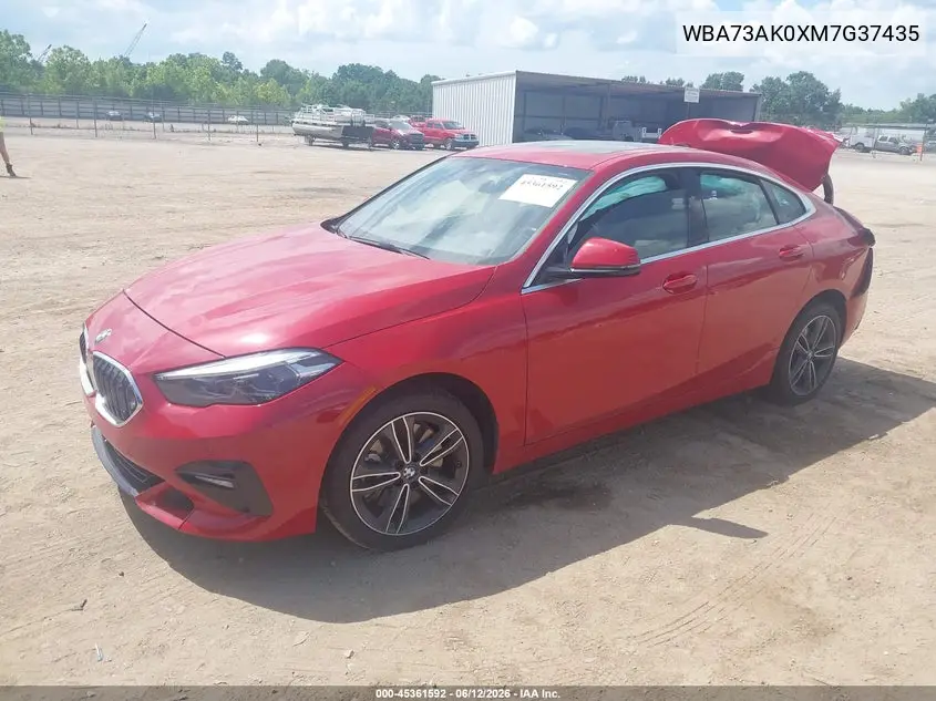 2021 BMW 228I Gran Coupe xDrive VIN: WBA73AK0XM7G37435 Lot: 45361592