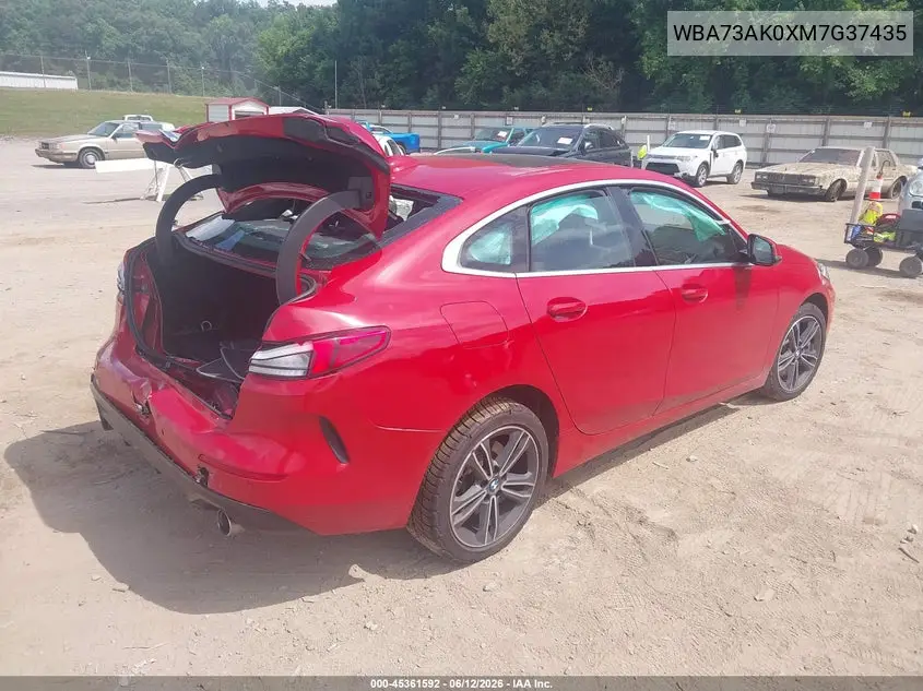 2021 BMW 228I Gran Coupe xDrive VIN: WBA73AK0XM7G37435 Lot: 45361592