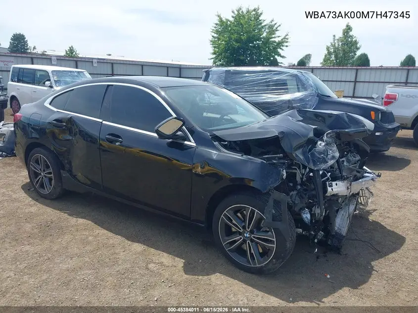 2021 BMW 228I Gran Coupe xDrive VIN: WBA73AK00M7H47345 Lot: 45384011