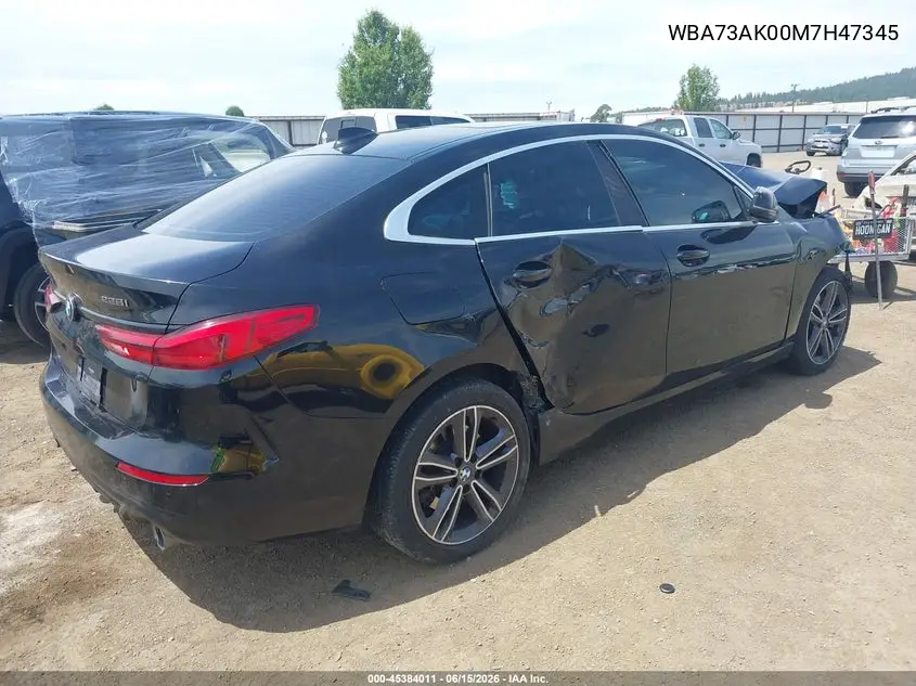 2021 BMW 228I Gran Coupe xDrive VIN: WBA73AK00M7H47345 Lot: 45384011