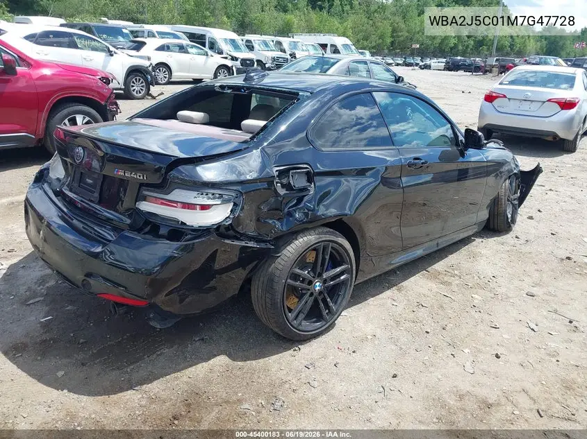 2021 BMW M240I VIN: WBA2J5C01M7G47728 Lot: 45400183