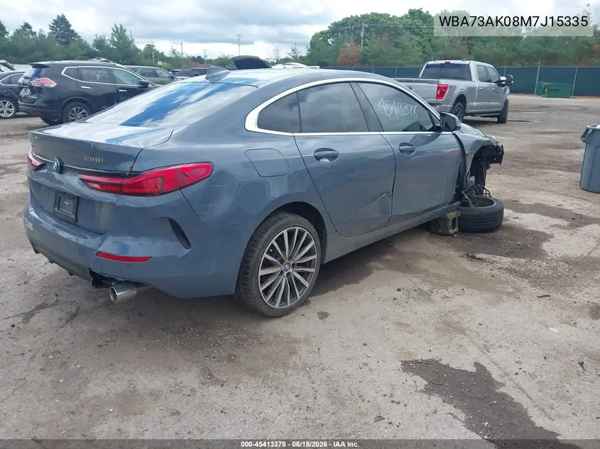 2021 BMW 228I Gran Coupe xDrive VIN: WBA73AK08M7J15335 Lot: 45413378