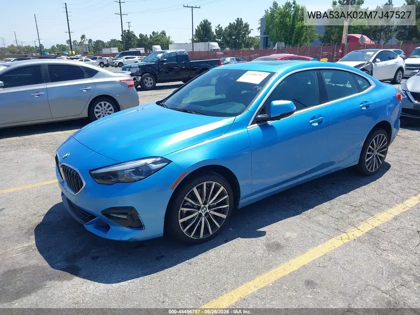 2021 BMW 228I Gran Coupe Sdrive VIN: WBA53AK02M7J47527 Lot: 45496757