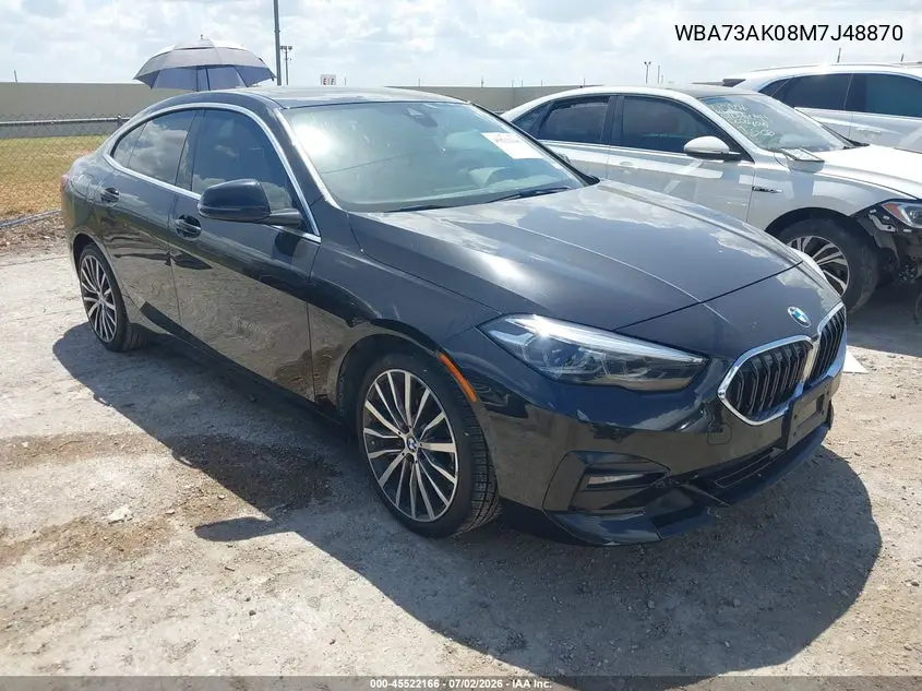 2021 BMW 228I Gran Coupe xDrive VIN: WBA73AK08M7J48870 Lot: 45522166