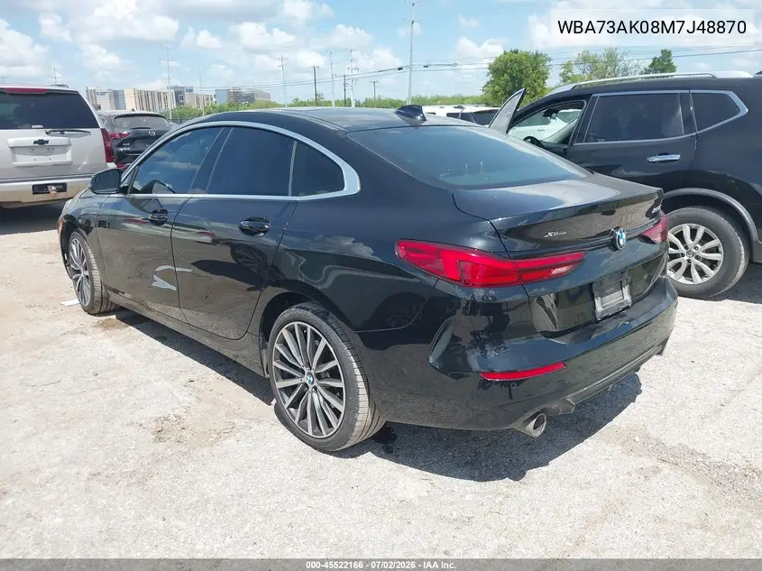 2021 BMW 228I Gran Coupe xDrive VIN: WBA73AK08M7J48870 Lot: 45522166