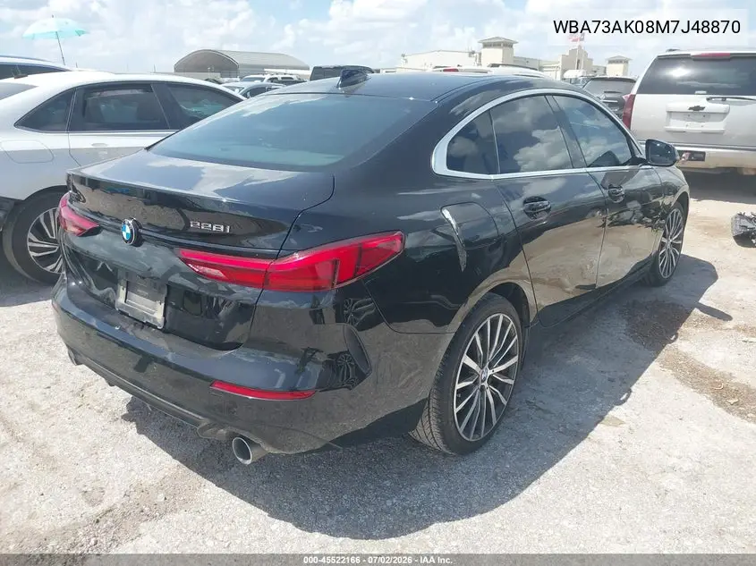2021 BMW 228I Gran Coupe xDrive VIN: WBA73AK08M7J48870 Lot: 45522166