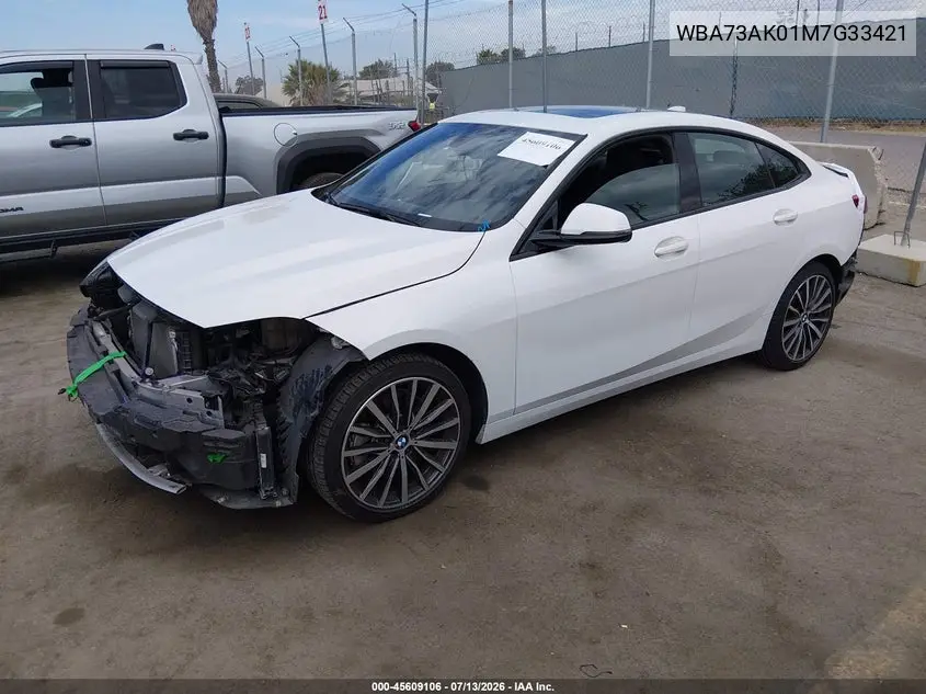 2021 BMW 228I Gran Coupe xDrive VIN: WBA73AK01M7G33421 Lot: 45609106