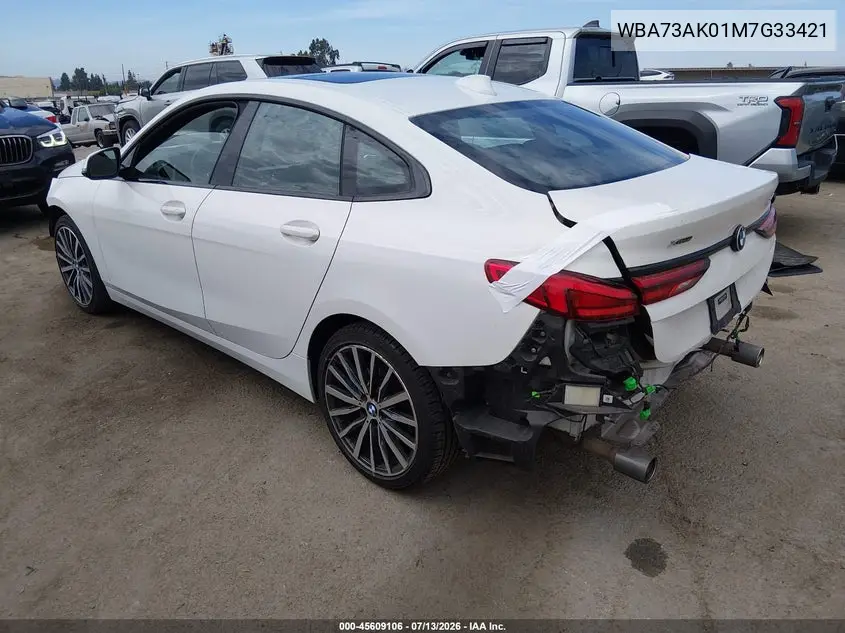 2021 BMW 228I Gran Coupe xDrive VIN: WBA73AK01M7G33421 Lot: 45609106