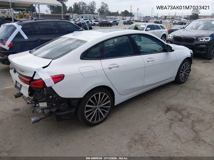 2021 BMW 228I Gran Coupe xDrive VIN: WBA73AK01M7G33421 Lot: 45609106