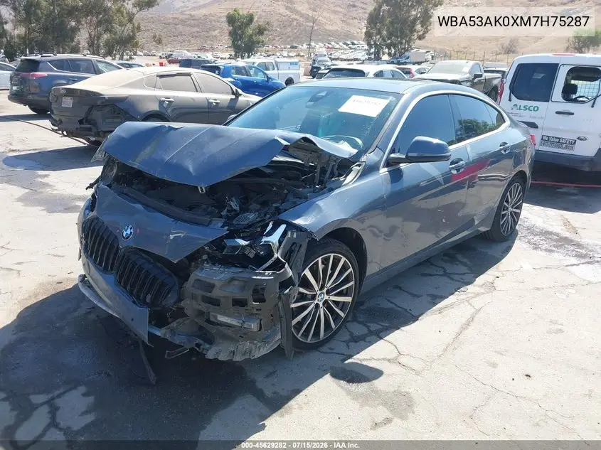 2021 BMW 228I Gran Coupe Sdrive VIN: WBA53AK0XM7H75287 Lot: 45629282