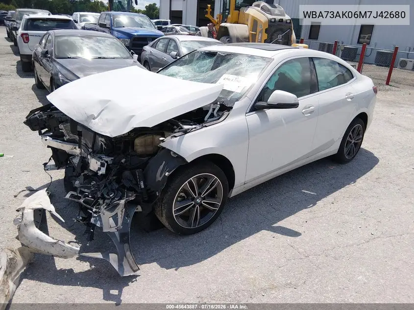 2021 BMW 228I Gran Coupe xDrive VIN: WBA73AK06M7J42680 Lot: 45643887