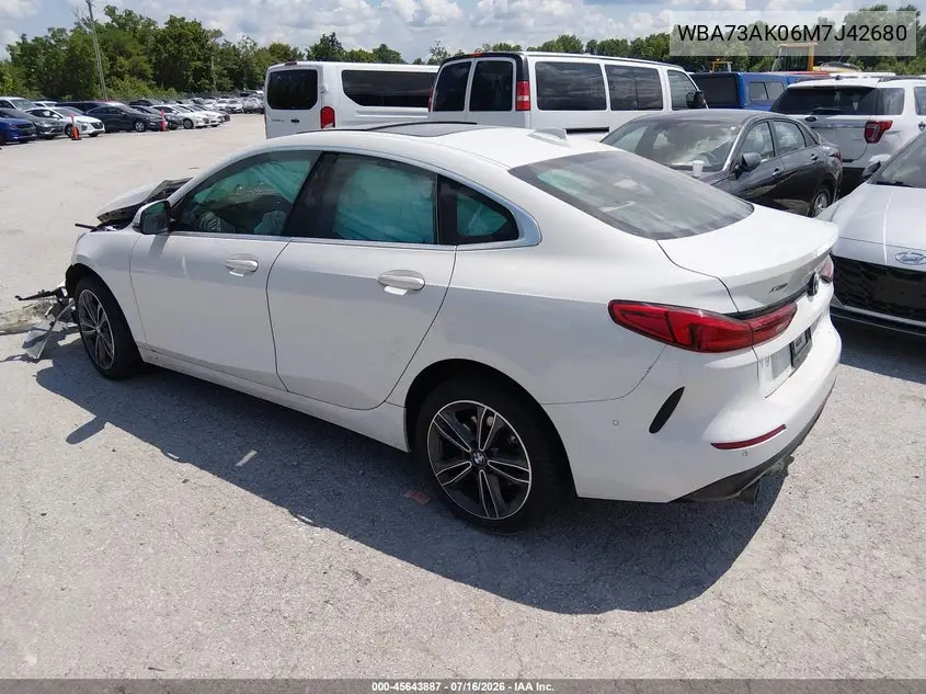 2021 BMW 228I Gran Coupe xDrive VIN: WBA73AK06M7J42680 Lot: 45643887