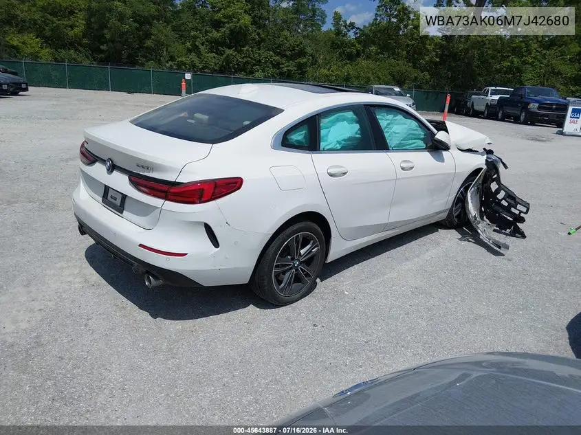2021 BMW 228I Gran Coupe xDrive VIN: WBA73AK06M7J42680 Lot: 45643887