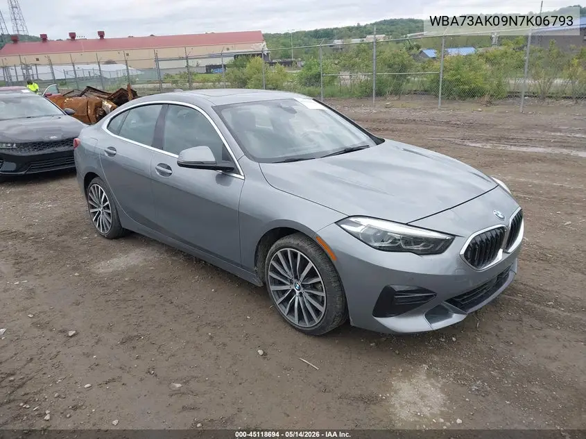 2022 BMW 228 Gran Coupe I xDrive VIN: WBA73AK09N7K06793 Lot: 45118694