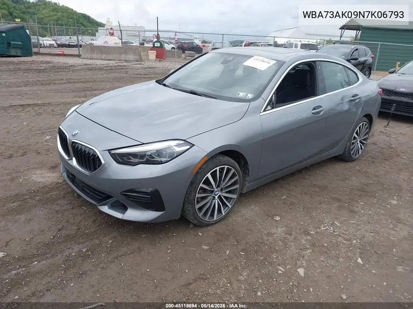 2022 BMW 228 Gran Coupe I xDrive VIN: WBA73AK09N7K06793 Lot: 45118694