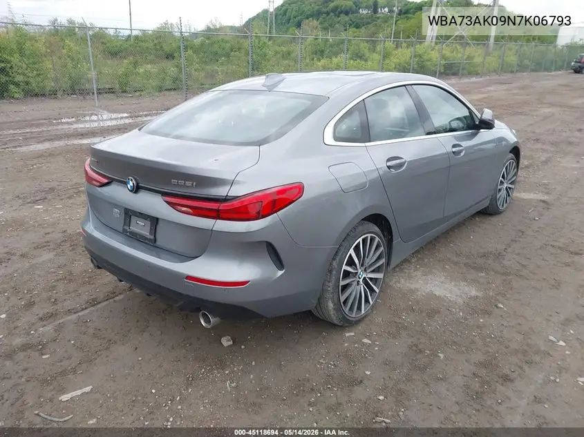 2022 BMW 228 Gran Coupe I xDrive VIN: WBA73AK09N7K06793 Lot: 45118694