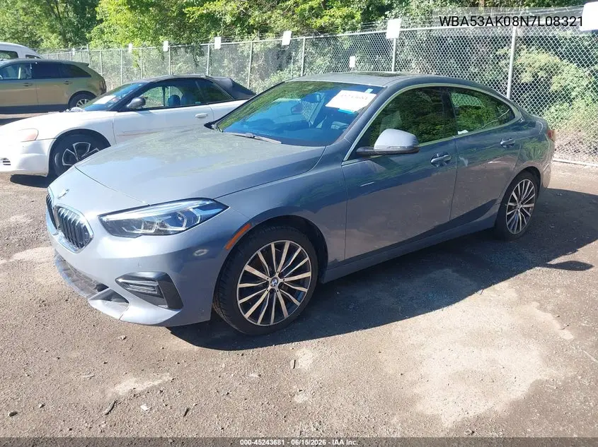 2022 BMW 228 Gran Coupe I Sdrive VIN: WBA53AK08N7L08321 Lot: 45243681