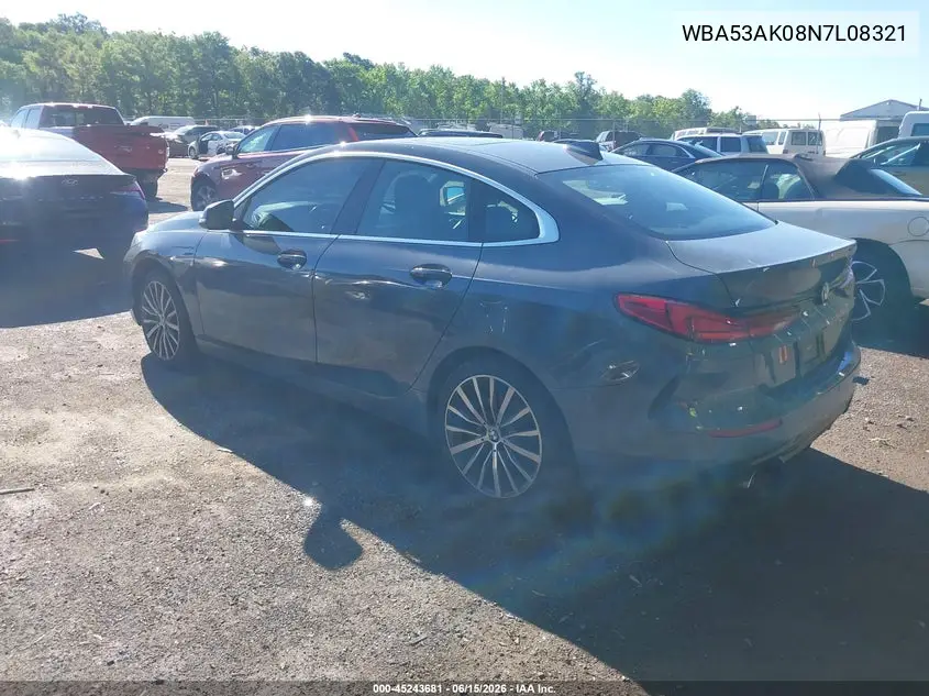 2022 BMW 228 Gran Coupe I Sdrive VIN: WBA53AK08N7L08321 Lot: 45243681