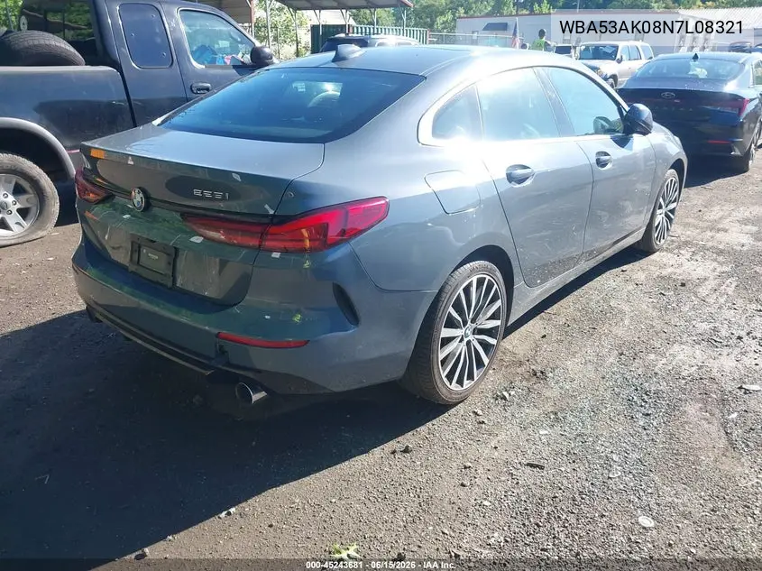 2022 BMW 228 Gran Coupe I Sdrive VIN: WBA53AK08N7L08321 Lot: 45243681