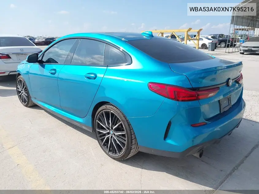 2022 BMW 228 Gran Coupe I Sdrive VIN: WBA53AK0XN7K95216 Lot: 45253740