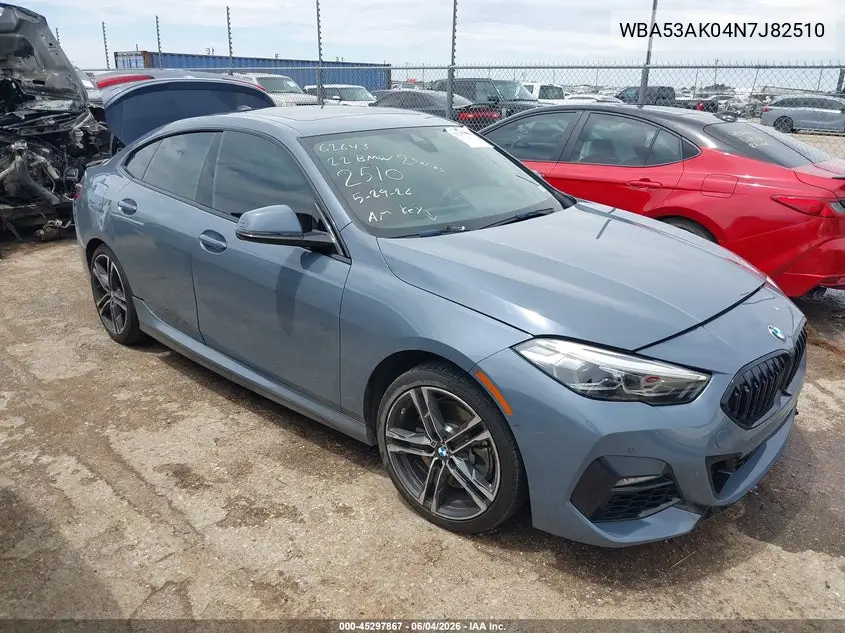 2022 BMW 228 Gran Coupe I Sdrive VIN: WBA53AK04N7J82510 Lot: 45297867