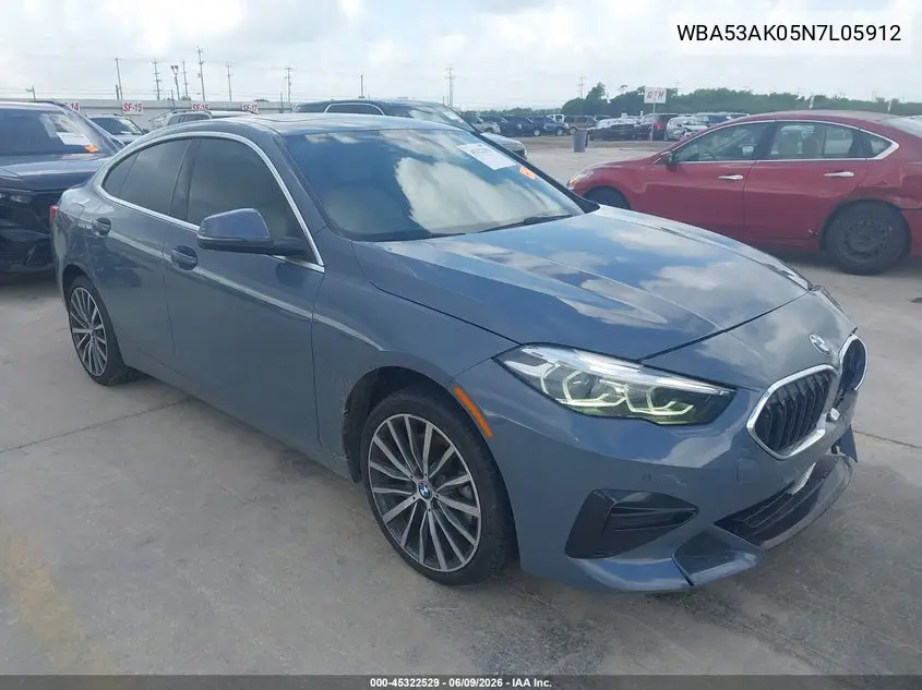 2022 BMW 228 Gran Coupe I Sdrive VIN: WBA53AK05N7L05912 Lot: 45322529