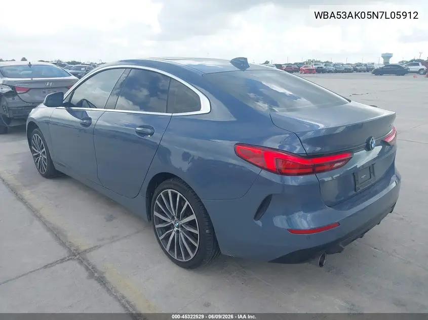 2022 BMW 228 Gran Coupe I Sdrive VIN: WBA53AK05N7L05912 Lot: 45322529