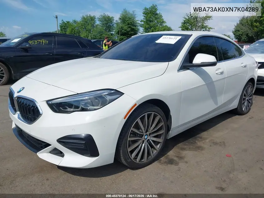 2022 BMW 228 Gran Coupe I xDrive VIN: WBA73AK0XN7K04289 Lot: 45370124