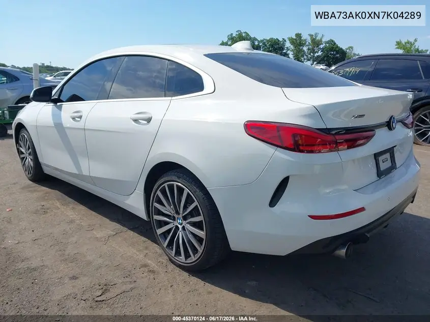 2022 BMW 228 Gran Coupe I xDrive VIN: WBA73AK0XN7K04289 Lot: 45370124