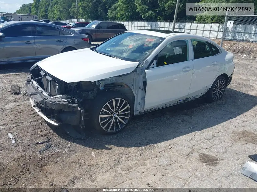 2022 BMW 228 Gran Coupe I Sdrive VIN: WBA53AK04N7K42897 Lot: 45384116