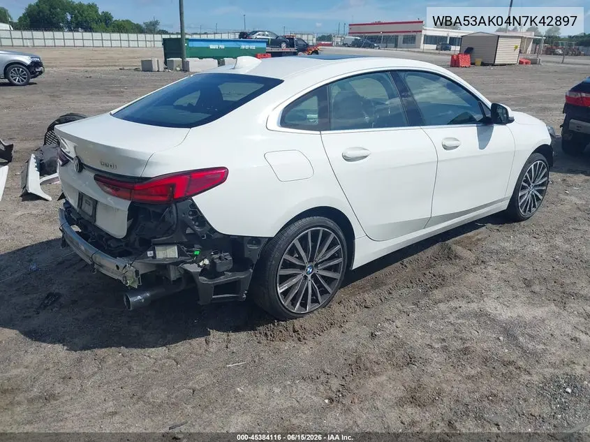 2022 BMW 228 Gran Coupe I Sdrive VIN: WBA53AK04N7K42897 Lot: 45384116