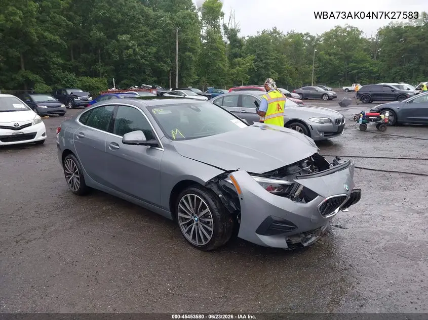 2022 BMW 228 Gran Coupe I xDrive VIN: WBA73AK04N7K27583 Lot: 45453580