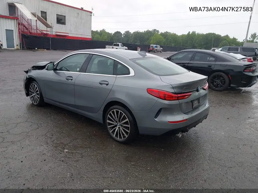2022 BMW 228 Gran Coupe I xDrive VIN: WBA73AK04N7K27583 Lot: 45453580