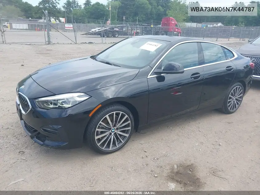 2022 BMW 228 Gran Coupe I xDrive VIN: WBA73AK06N7K44787 Lot: 45464282