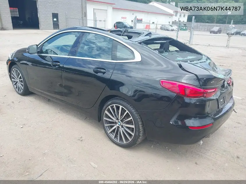 2022 BMW 228 Gran Coupe I xDrive VIN: WBA73AK06N7K44787 Lot: 45464282