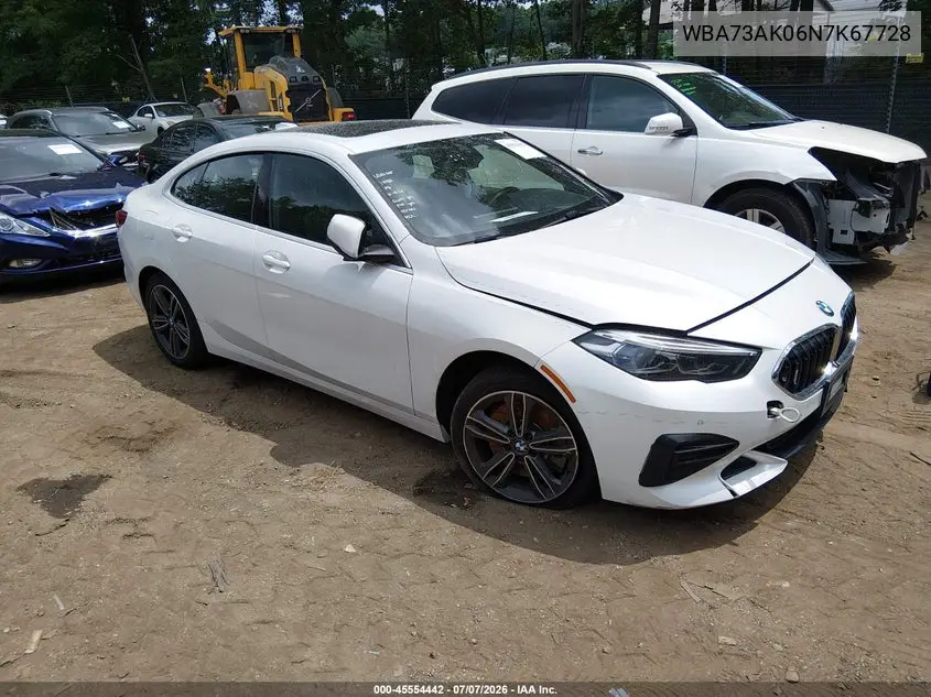 2022 BMW 228 Gran Coupe I xDrive VIN: WBA73AK06N7K67728 Lot: 45554442