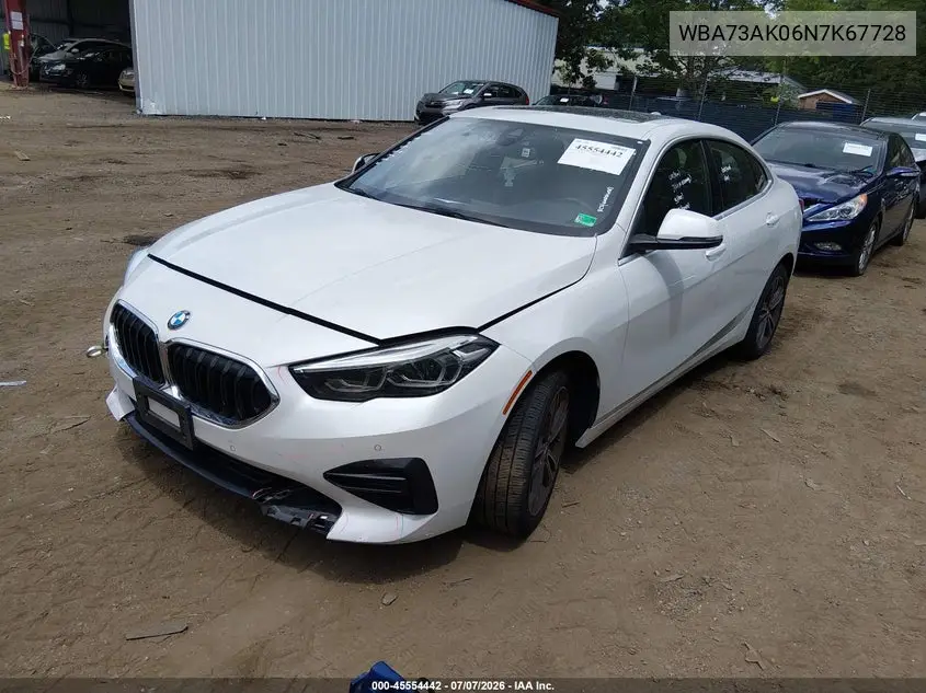 2022 BMW 228 Gran Coupe I xDrive VIN: WBA73AK06N7K67728 Lot: 45554442