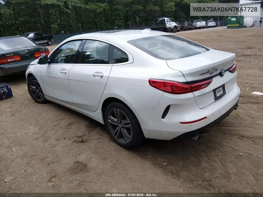 2022 BMW 228 Gran Coupe I xDrive VIN: WBA73AK06N7K67728 Lot: 45554442