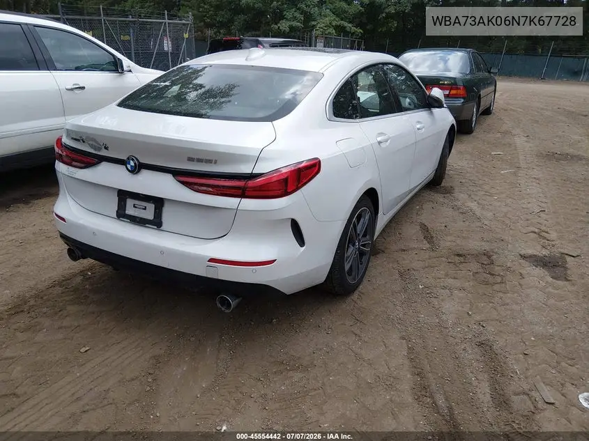 2022 BMW 228 Gran Coupe I xDrive VIN: WBA73AK06N7K67728 Lot: 45554442