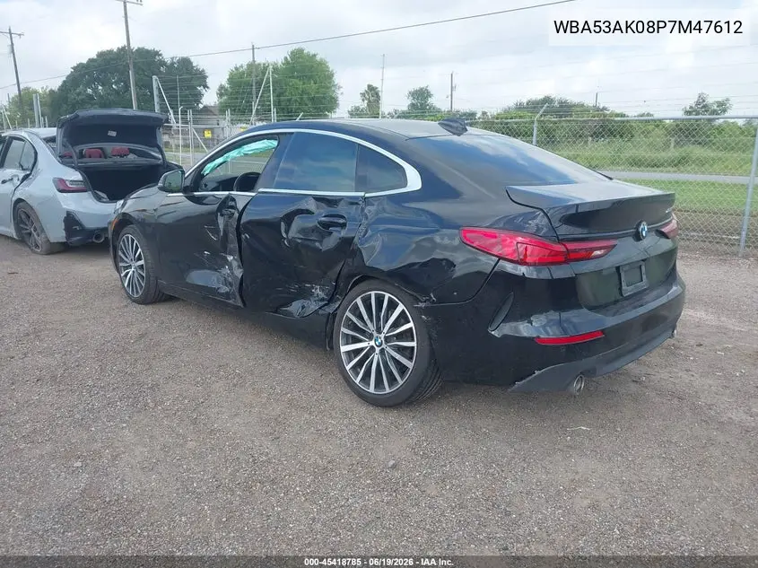 2023 BMW 228 Gran Coupe I Sdrive VIN: WBA53AK08P7M47612 Lot: 45418785