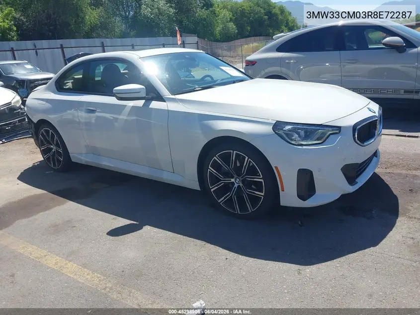 2024 BMW 230I xDrive VIN: 3MW33CM03R8E72287 Lot: 45298906