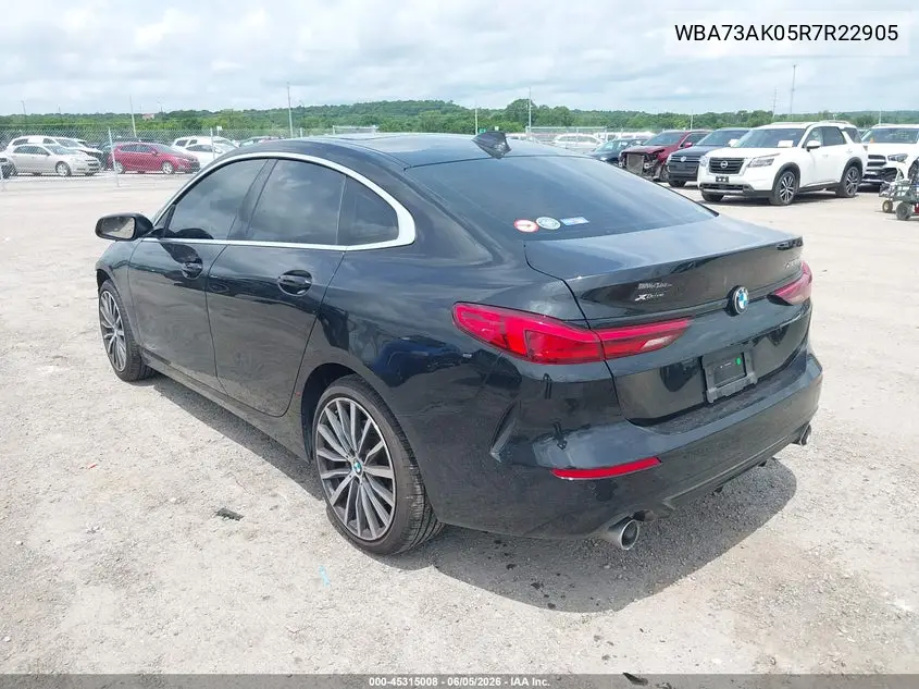 2024 BMW 228I Gran Coupe xDrive VIN: WBA73AK05R7R22905 Lot: 45315008
